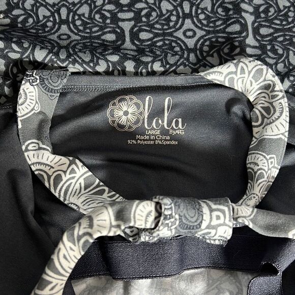 Lola Women's Halter Neck Print Allover Gray Mini Dress Size L - Picture 5 of 8